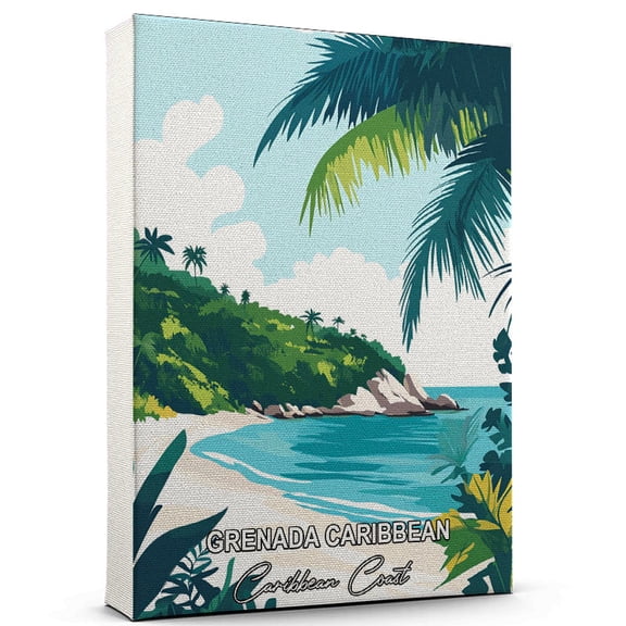 Grenada Caribbean Travel Canvas Wall Art Caribbean Coast Canvas A Scenic Artwork That Evokes Calmness, Wanderlust, and Connection with the World