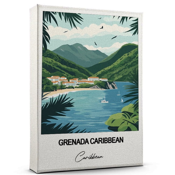 Grenada Caribbean Travel Poster Canvas Caribbean Canvas Unique Gift Idea for Home, Office, or Living Space