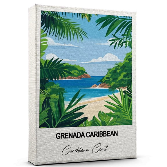 Grenada Caribbean Travel Poster Canvas Caribbean Coast Canvas Unique Gift Idea for Home, Office, or Living Space