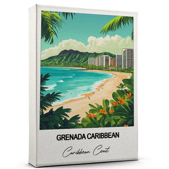 Grenada Caribbean Travel Wall Canvas Elegant and Cultural Art Print Caribbean Coast Canvas Print Ideal Gift for Travel Lovers