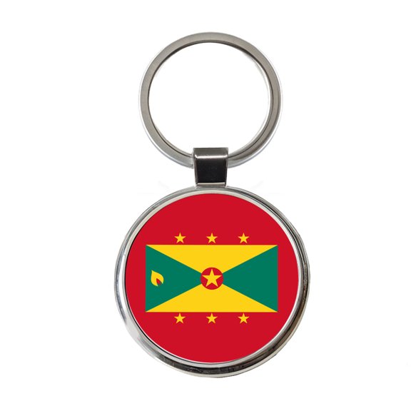 Grenada Country Flag Metal Round Keychain