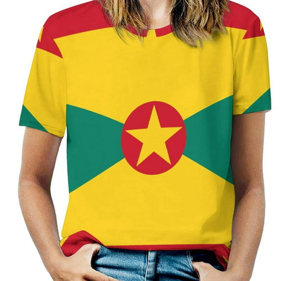 Grenada Flag Design Women's Short Sleeve Tops Casual Blouses T Shirt