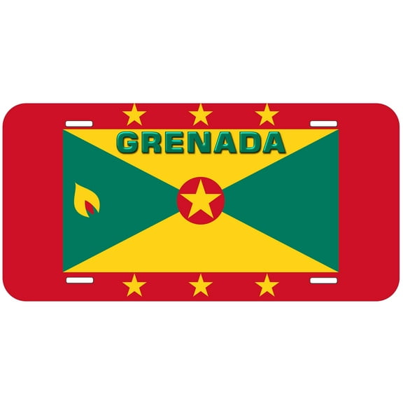 Grenada Flag With Country Name Novelty Car Auto License Plate