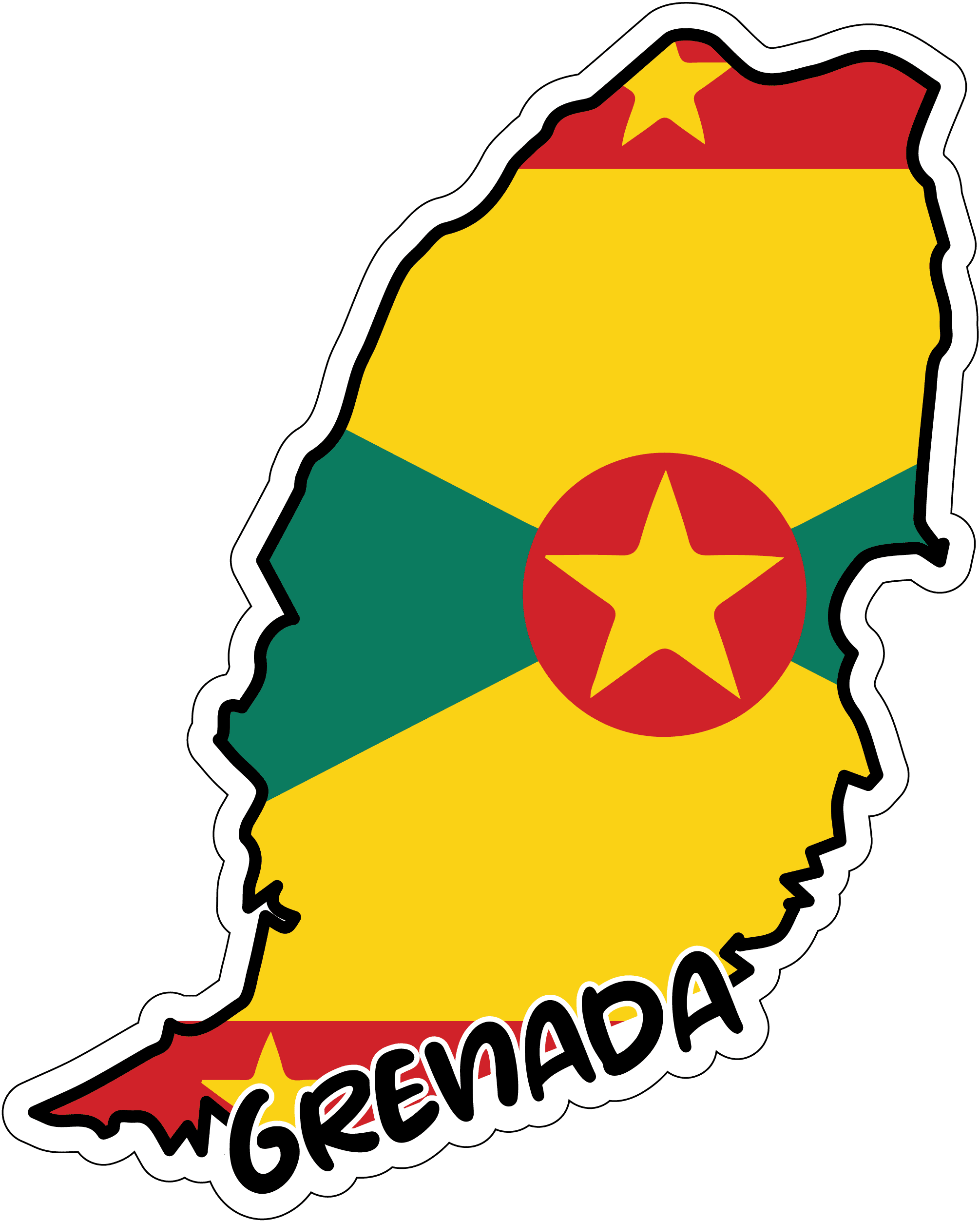 Grenada Map Flag Sticker Decal Gwenad Grenadian Creole French Ever ...