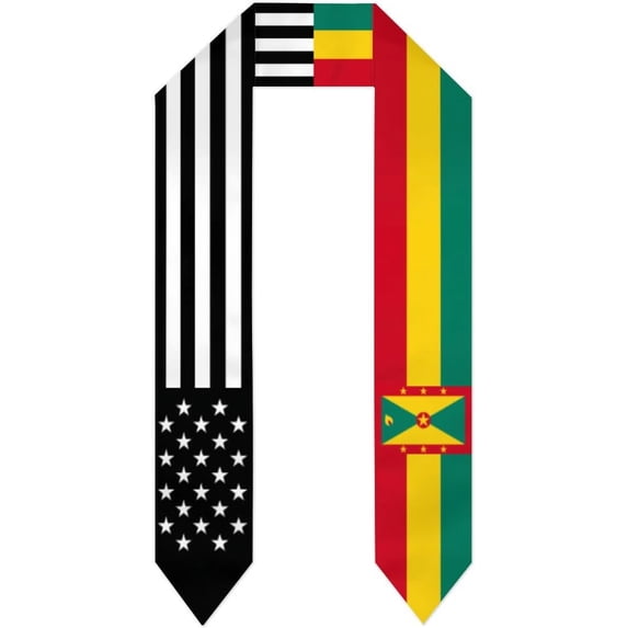 Grenada Mix United States Black American Flag Graduation Stole Shawl Sash Scraf Gift For Abroad Student International Study