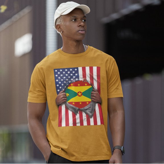 Grenada   USA Flag T-shirt | Grenadian   American Flag Rip 4th Of July | Funny Latino Tees | 4 Colors