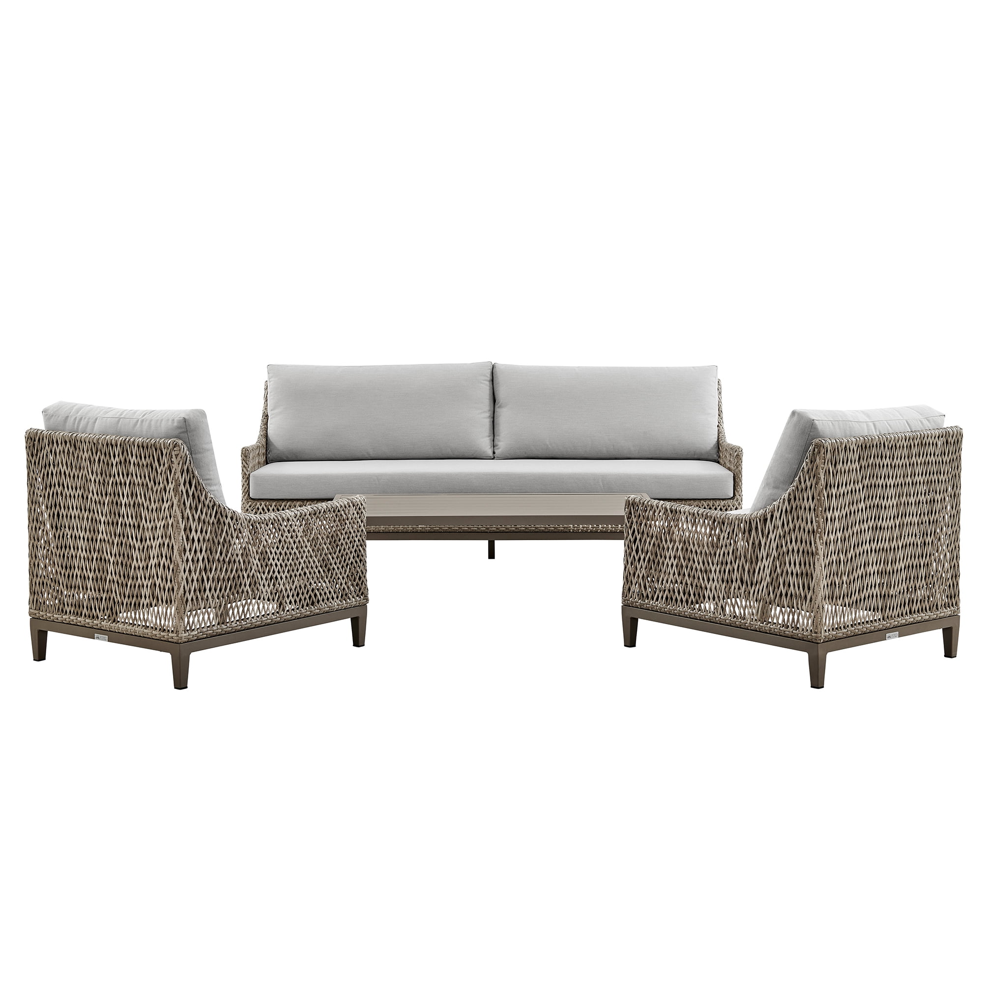 Grenada Gray and Brown Wicker Aluminum Outdoor Sofa