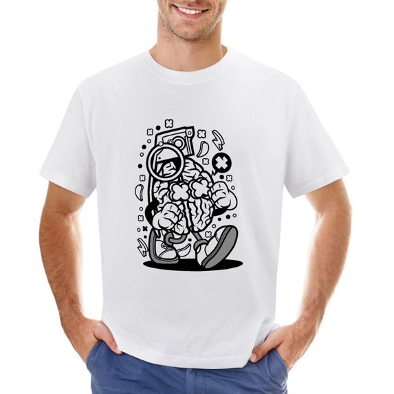 Grenade Brain Men’s T-Shirt 100% Cotton Casual Short Sleeve Tops Gift Tee White 2XL