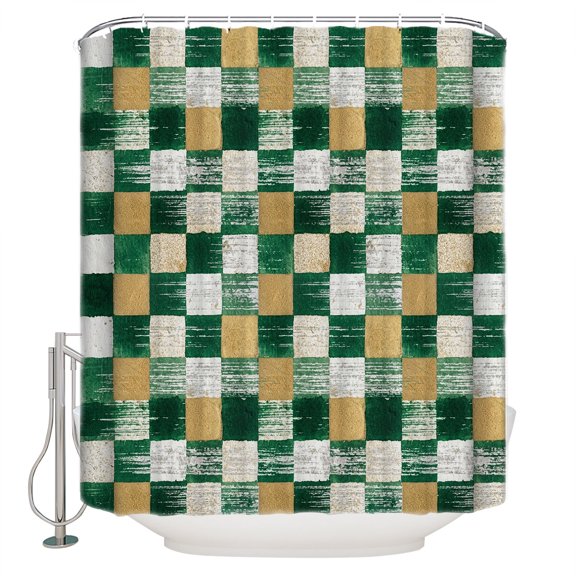 Grenade Brown Buffalo Plaid Bathroom Shower Curtains with 12 Hooks Polyester Waterproof Shower Curtain for Stalls and Bathtubs Modern Abstract Art Checkered Decorative Bathroom Curtain 36x72 Inches