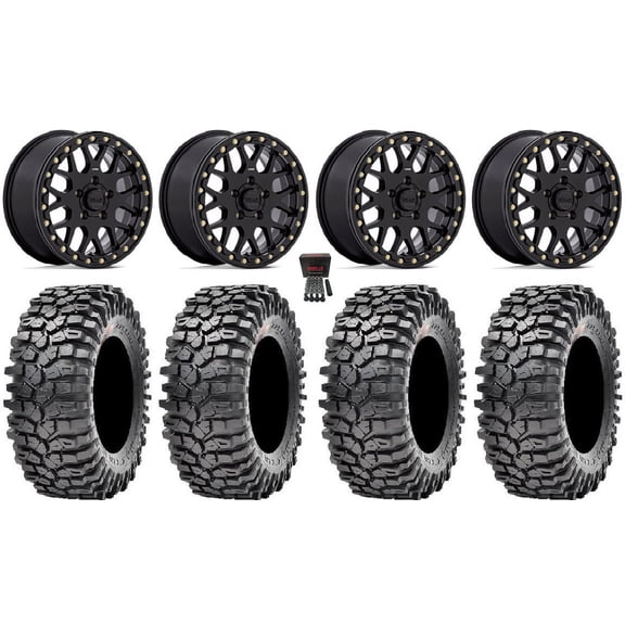 Grenade KS235 Bdlk 15" Wheels Bk 32" Roxxzilla Tires Polaris RZR Turbo R & Pro R Ranger 1500 Xpedition