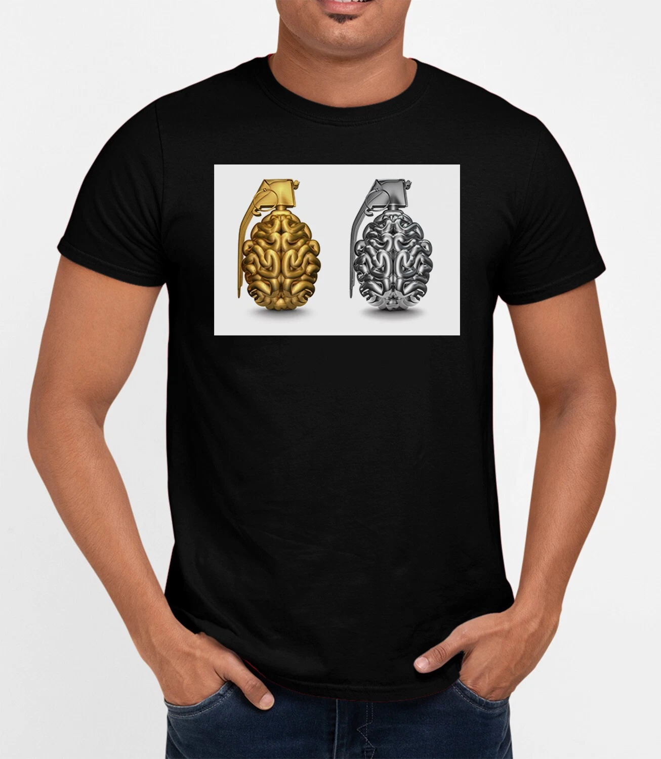 Grenade T-Shirt Art Gold Silver Temu Shein Classic Movie Tee Gift Retro