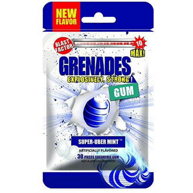 Grenades Gum 30ct Bag STRONG MINT GUM (SuperUber Mint) Ultimate