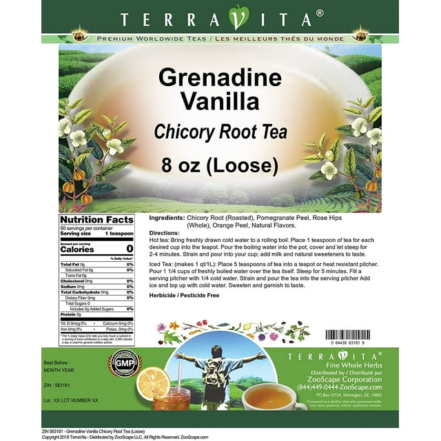 Grenadine Vanilla Chicory Root Tea (Loose) (8 oz, ZIN: 563181 ...