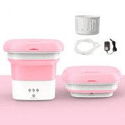 Grencareu 8L Mini Folding Washing Machine with 3 Modes Deep Cleaning Half Automatic Washt, Washing Machine with Soft Spin Dry for Socks, Baby Clothes, Delicate Items(Pink)