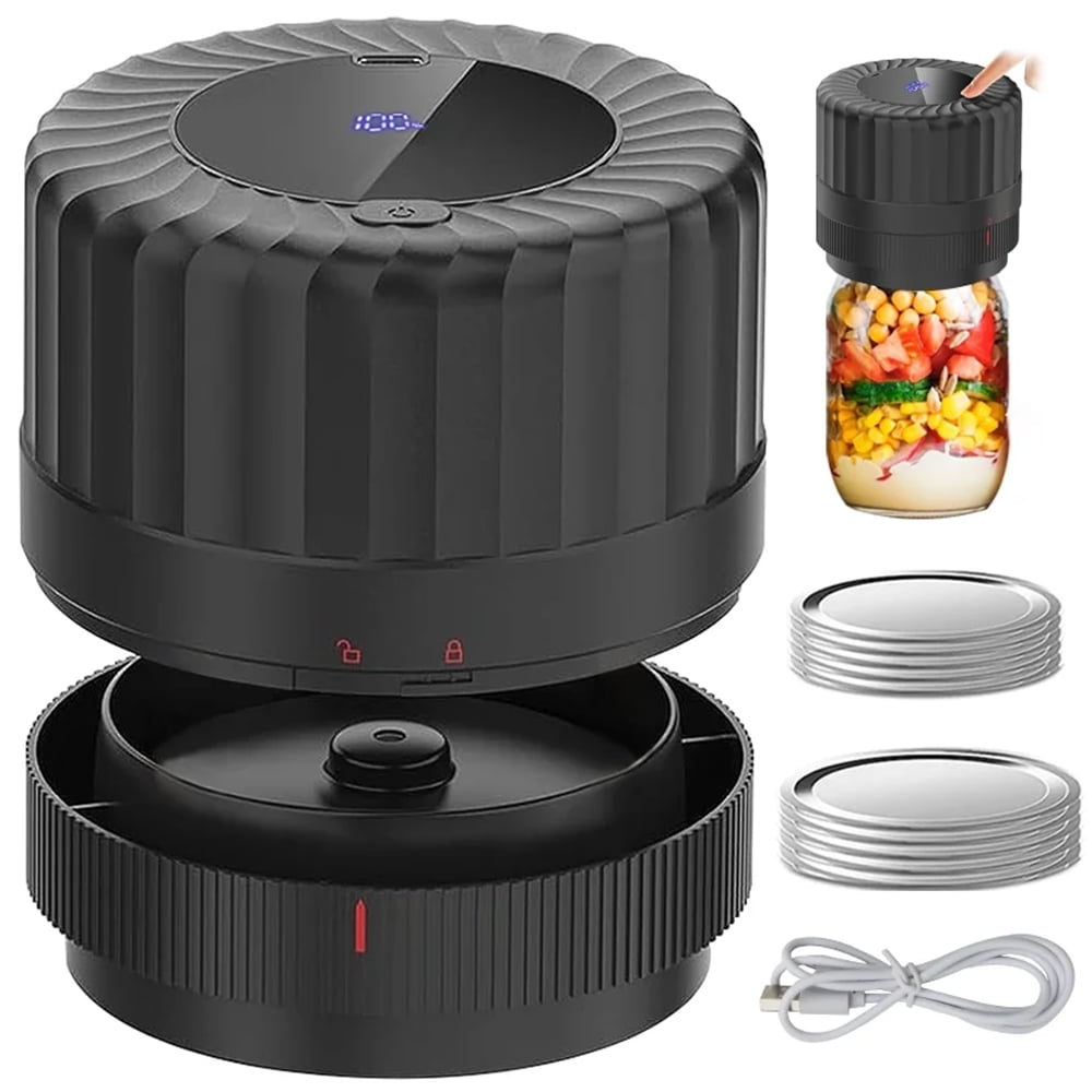 Grencareu Electric Mason Jar Vacuum Sealer Kit - Preserve Fruit, Canned Goods with Wide and Regular Mouth Mason Jars