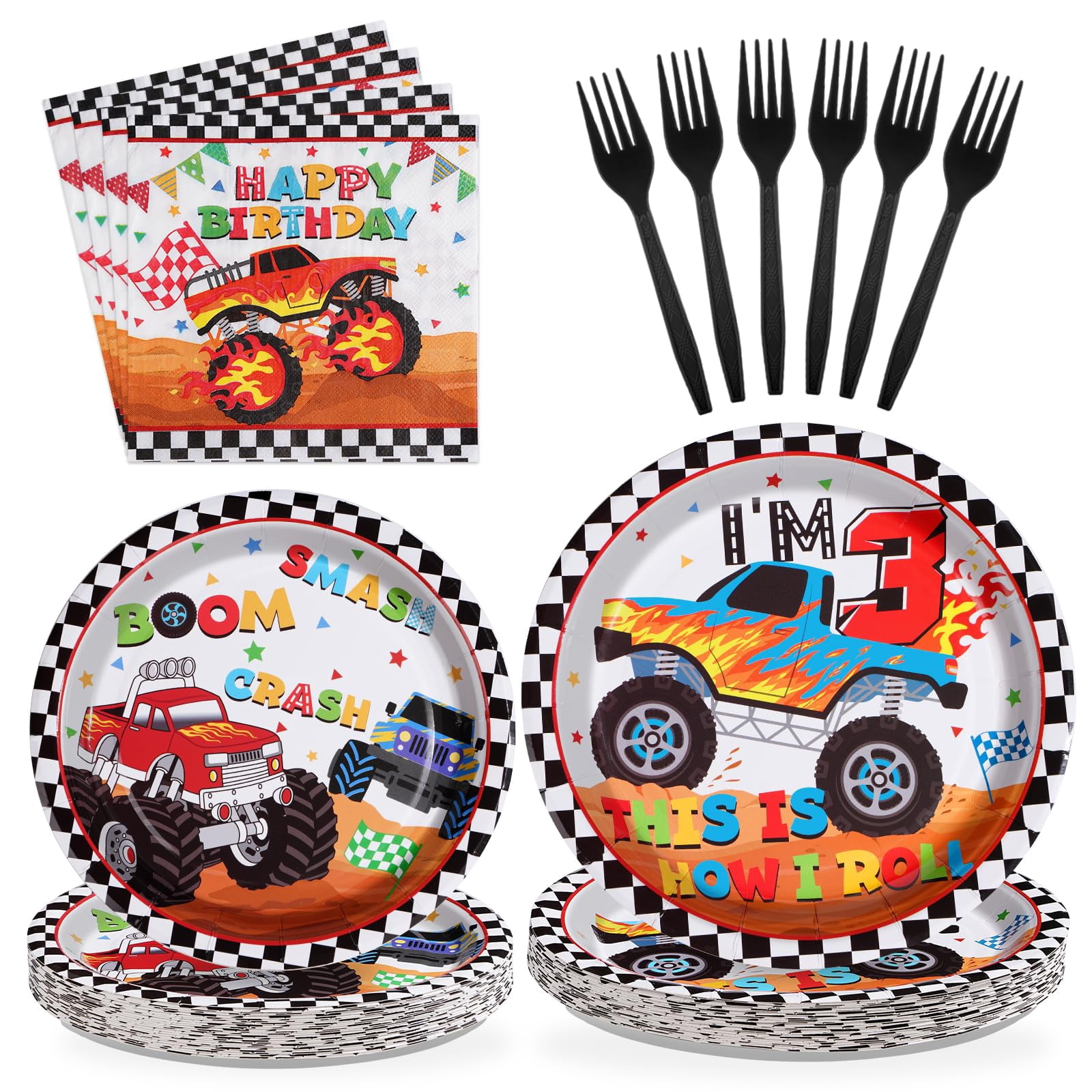 Grencian 96 Pcs Monster Truck 3rd AIS1 Birthday Party Monster Truck — free download