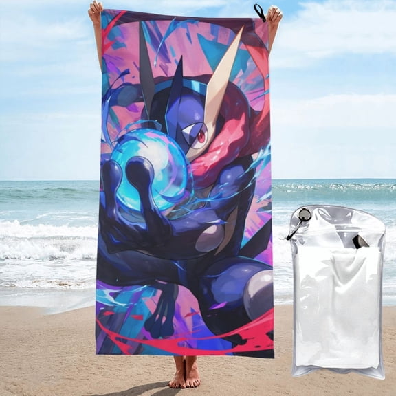 Greninja Beach Towels Lightweight Sand Free Oversized Large Bath Towel Quick Dry Absorbent Towel for Travel Swim Pool Gym Yoga Camping Outdoor 27.5"X55"