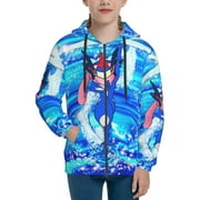 Greninja Evolve Teen Sweatshirts Hoodies Youth Hooded Hoody Fashion Zipper Coat For Boys And Girls