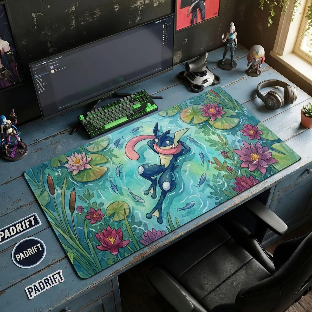 Greninja Floating Pond Monster Anime Desk Mat Mousepad Trading Card ...