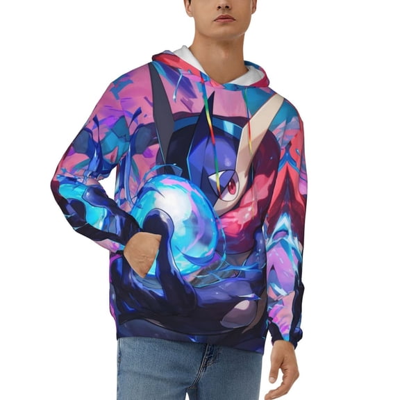 Greninja Men's Hoodie Novelty Pattern Long Sleeve Unisex Pullover Hoodies Casual Hooded Sweatshirt with Pocket