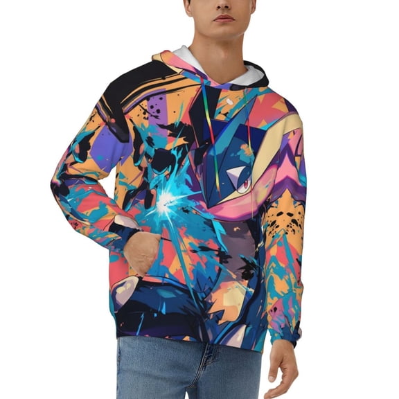 Greninja Men's Hoodie Novelty Pattern Long Sleeve Unisex Pullover Hoodies Casual Hooded Sweatshirt with Pocket