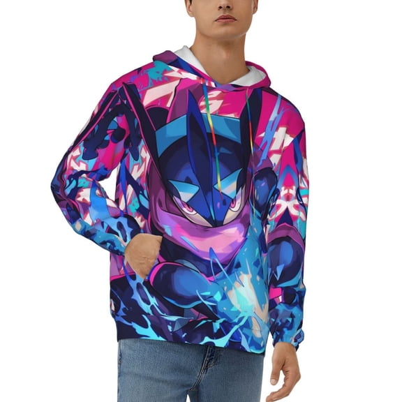 Greninja Men's Hoodie Novelty Pattern Long Sleeve Unisex Pullover Hoodies Casual Hooded Sweatshirt with Pocket