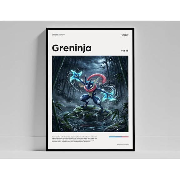 Greninja Pokemon Gaming Anime poster Wall Art Decor 8x12 UNFRAMED