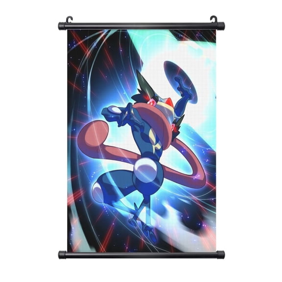 Greninja Poster Plastic Shaft Wall Hanging Banner Painting Canvas Artwork Wall Art Scroll Hanger Decor For Home Office 16"X24"