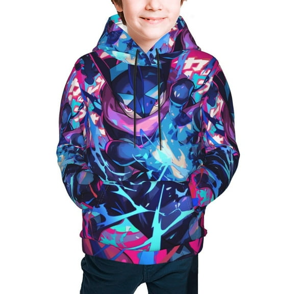 Greninja Youth Cartoon Hoodie Fashion Long Sleeve Kids Pullover Coat Casual Hoody Hooded Sweatshirts for Boys Girls