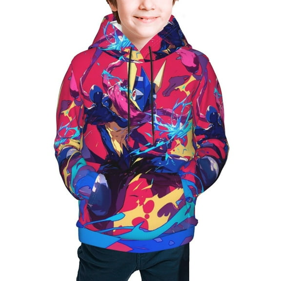 Greninja Youth Cartoon Hoodie Fashion Long Sleeve Kids Pullover Coat Casual Hoody Hooded Sweatshirts for Boys Girls