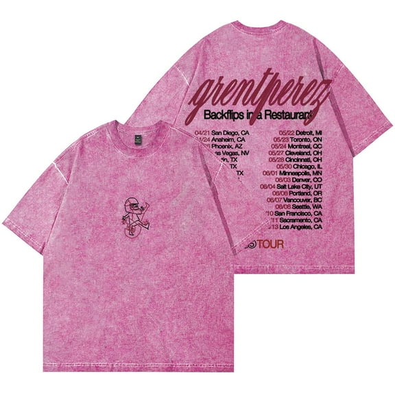 Grentperez Backflips Tour Wash T-shirt unisex cotton T-shirt retro casual short sleeved T-shirt
