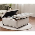 thumbnail image 1 of Grepatio 35.5" Large Square Storage Ottoman, Lift Top Ottoman Square Bench with Storage, Tufted Upholstered Storage Ottomans, Ottoman Coffee Tables for Living Room, Bedroom (Beige), 1 of 14