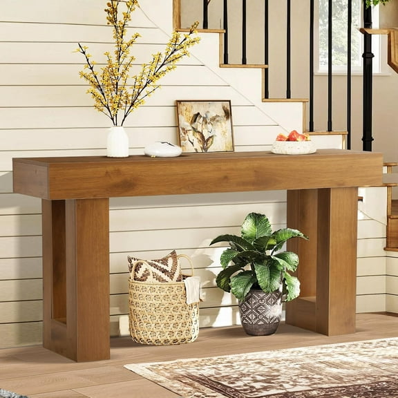Grepatio 63 Inch Entryway Console Table, Rustic Narrow Sofa Table, Wood Long Console Table, Farmhouse Entry Way Table, Behind Couch Tables for Entrance, Hallway, Living Room (Brown)