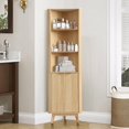 thumbnail image 1 of Grepatio 68" Tall Corner Cabinet with Fluted Door, Corner Shelf Storage Cabinet, Freestanding Bathroom Shelf with 3 Adjustable Shelves for Bathroom, Living Room (Natural), 1 of 7