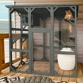 Grepatio Cat Enclosure Large Outdoor Catio Wooden Cat House with