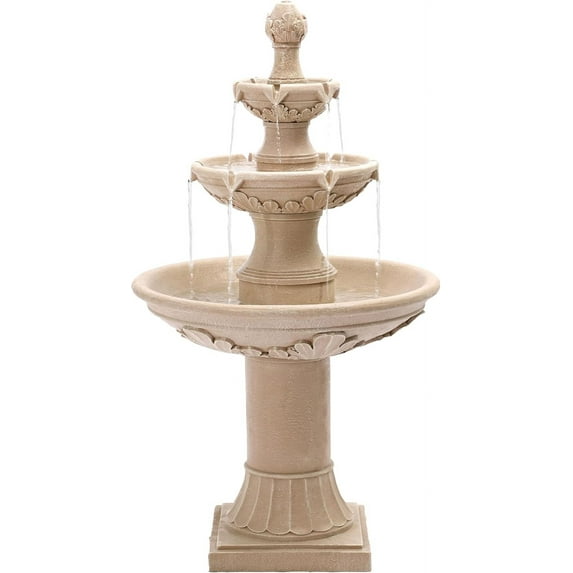 Grepatio Outdoor Pineapple Italian Water Fountain - 48.4" H Floor Bubbler Garden Waterfalls, 3 Tiered Roman Pillar Fountain for Indoor, Yard, Lawn and Garden Décor