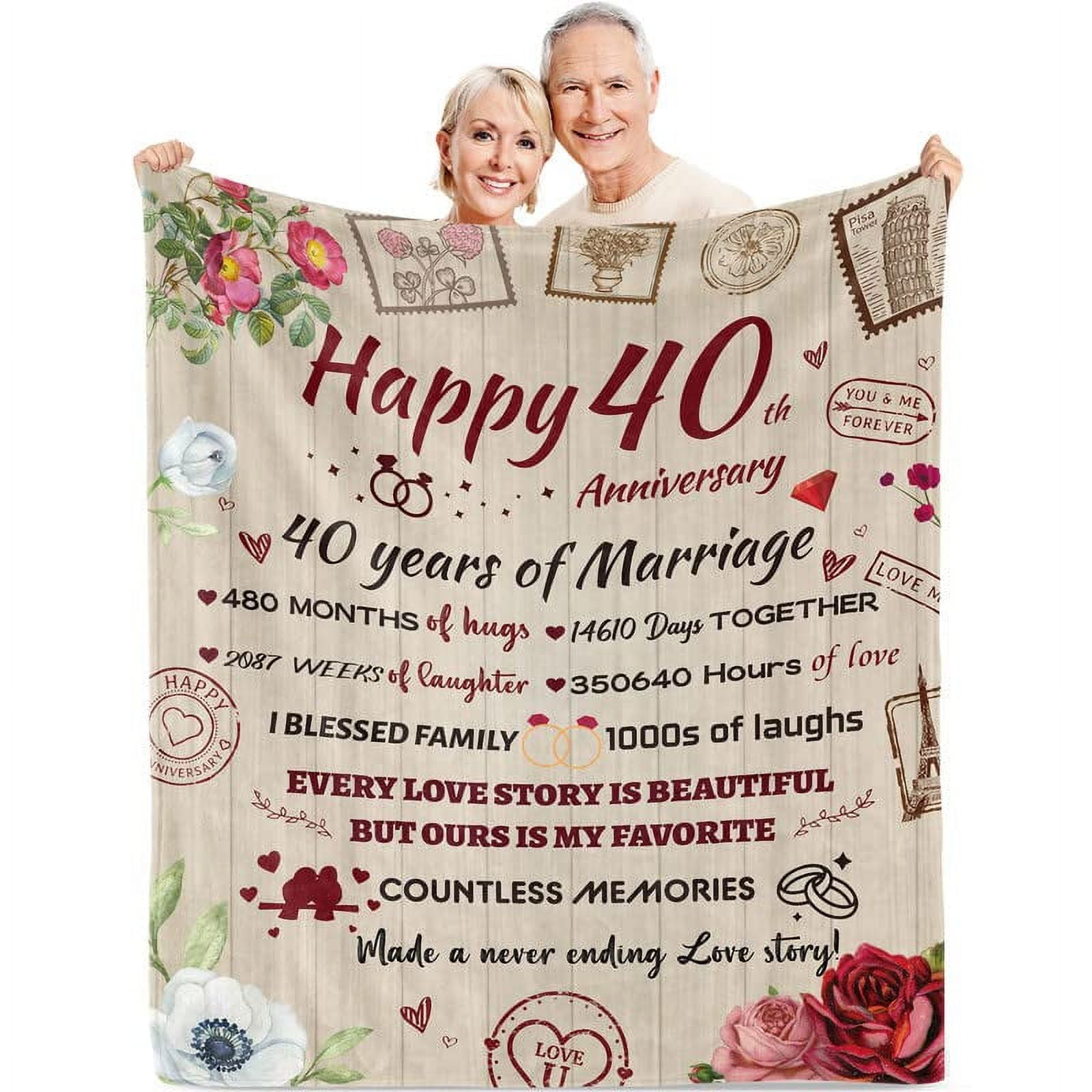 Gresahom 40th Anniversary Blanket Gifts, Gift for 40th Wedding Anniversary, 40 Years of Marriage