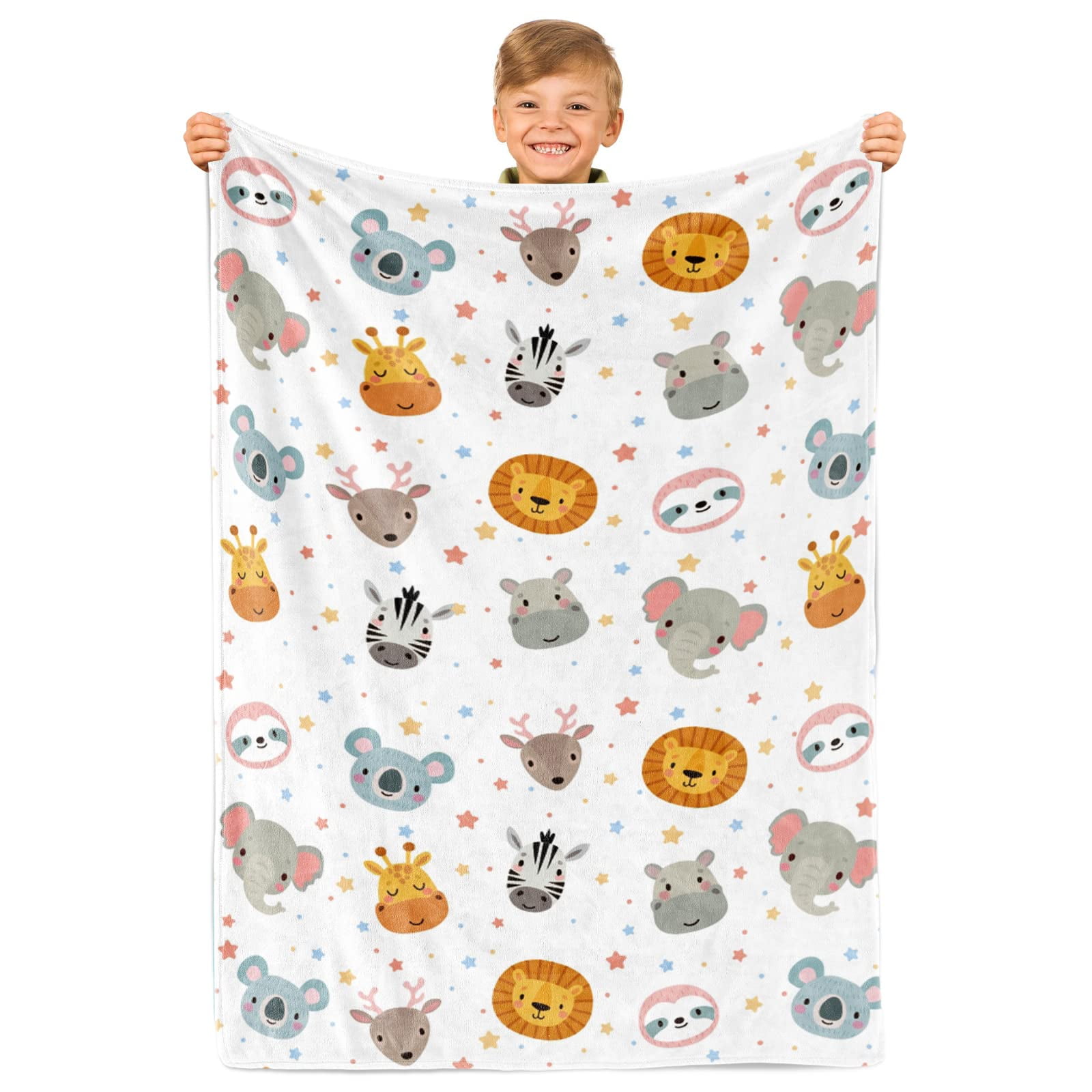 Gresahom Animal Blanket for Kids, Safari Baby Blanket, Colorful Giraffe ...