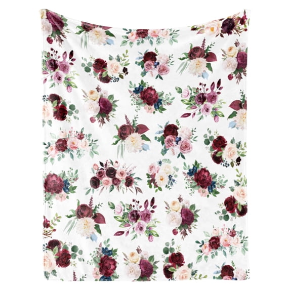 Gresahom Baby Blanket, Floral Christmas Gifts Throw Blanket, Blanket for Baby Kids Adults Birthday Newborn New Year Leightweight Super Soft Flannel Blanket Flower Printed Blanket Purple White(30"x40")