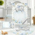 thumbnail image 1 of Gresahom Baby Crib Bedding Set - Blue Elephant Nursery Bed 3 Pcs Set - Chic Soft Blanket with Double Layer Dotted Backing, Fitted Sheet, Room Rug for Newborns Boys Girls Shower Gift(60"x80"), 1 of 7