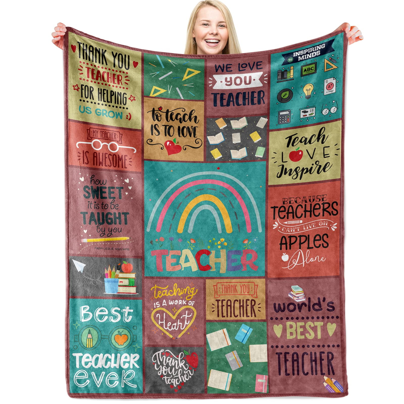 Gresahom Blanket Throws Gift for Teacher, Fleece Plush Throw Blanket
