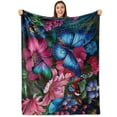 thumbnail image 1 of Gresahom Butterfly Blanket Gift for Butterfly Blanket Gift for Girls and Women Family Animal Beautiful Butterfly Blanket Super Soft Plush Flannel Throw Blanket for Couch Bed Sofa(60"x80"), 1 of 8