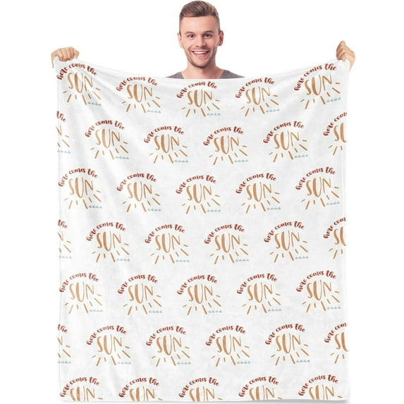 Gresahom Here Comes The Sun Blanket, Birthday Gift for Men Woman, Super Soft Flannel Fleece Throw Blankets for Graduation Father's Day Travel Sofa Bed(30"x40")