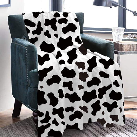 Gresahom Cow Print Blanket Black and White, Throw Blanket for Couch Bed, Lightweight Soft Cozy Flannel Fleece Push Blanket for Kids Adults Women, Gifts Blanket for Women Teen Girls(40"x50")