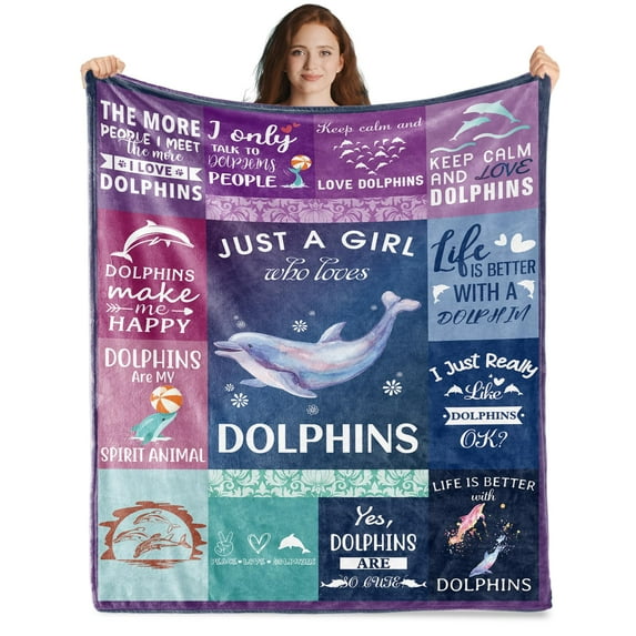Gresahom Dolphin Throw Blanket Dolphin Gift Girls, Dolphin Lover Gifts, Just A Girl Who Loves Dolphins Theme Funny Dolphin Gifts for Crazy Panda Lady Birthday Gradution Christmas Gifts Travel(50"x60")