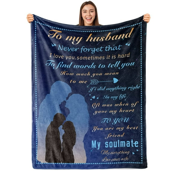 Gresahom Gifts for Husband Throw Blanket, Anniversary Romantic Gifts for Husband, Husband Gifts from Wife, Husband Birthday Gift,Husband Gifts from Wife, Gifts for Him Husband Throw Blanket(50"x60")