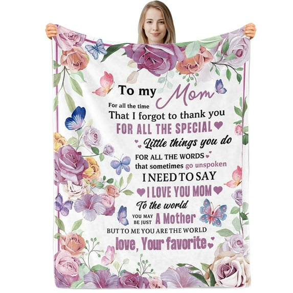 Gresahom Gifts for Mom Blanket, Best Mom Ever Gifts, Birthday Gifts for Mom Throw Blanket, I Love You Mom Gifts, Unique Mom Gift,Mom Birthday Gifts from Daughter/Son Soft Throw Blanket(40"x50")