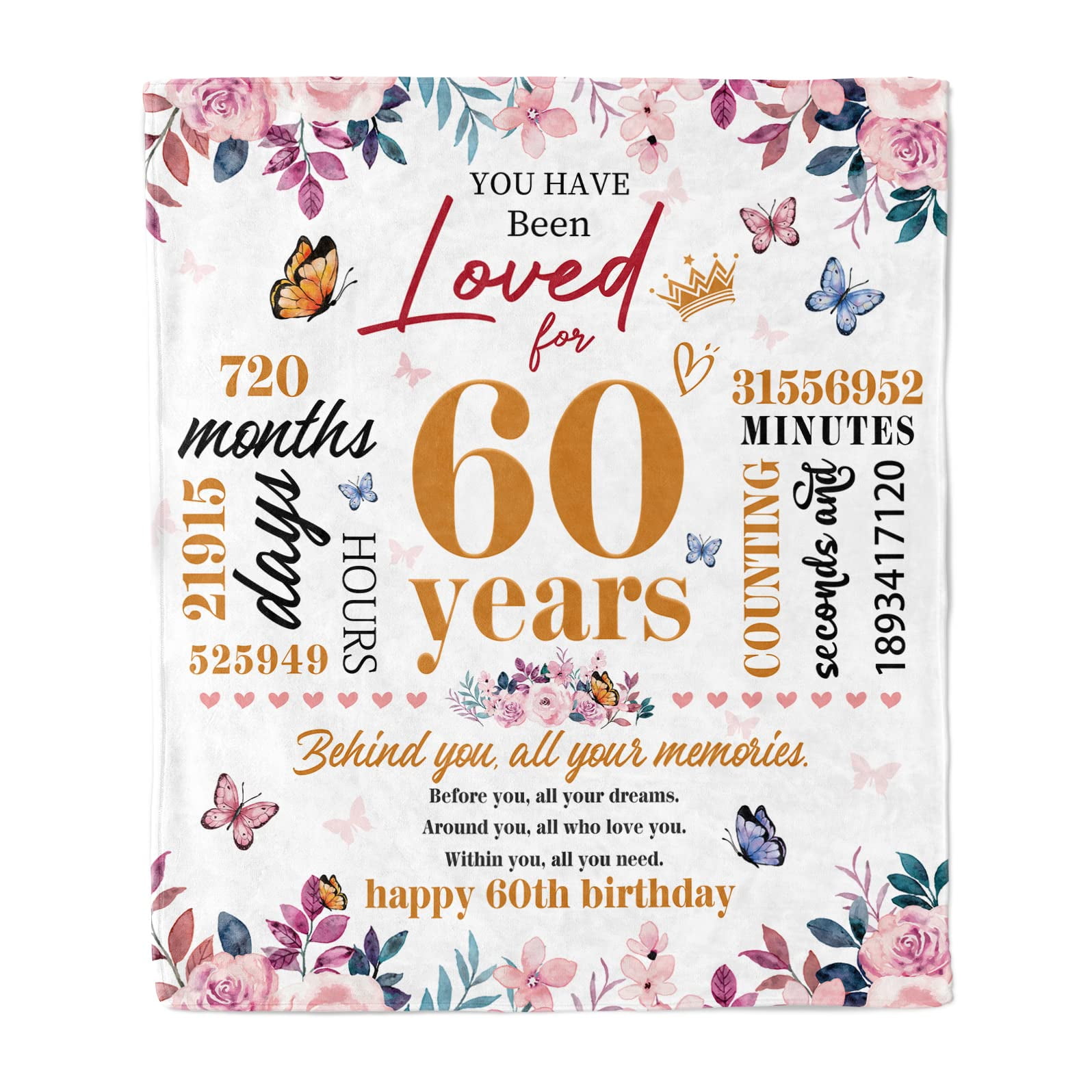 Gresahom Happy 60th Birthday Gifts Blanket, Happ…