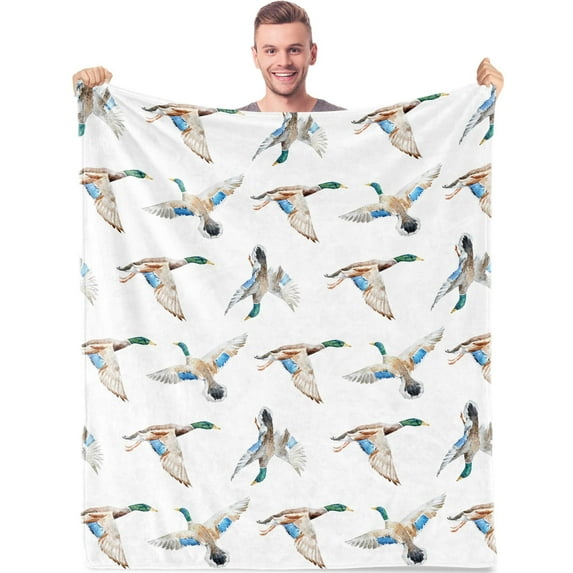 Gresahom Mallard Duck Throw Blanket, Wildlife Lovers Hunter Gift for Men Women, Super Soft Flannel Fleece Blankets Birthday Gifts, for Graduation Father's Day Travel Sofa Bed(40"x50")