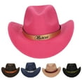 thumbnail image 1 of Gresahom Personalized Boys Cowboy Hats for Kids Ages 2-8, Leather Hatband Rose Red Toddler Cowboy Hat, Western Cowgirl Hat for Girls(Children (52-54cm)), 1 of 7